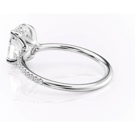 Inel de logodnă Adelaide din aur Alb 14kt cu moissanite tăietură ovală – Montură pavé rafinată pentru profil jos | Personalizează și configurează gratuit online [4]