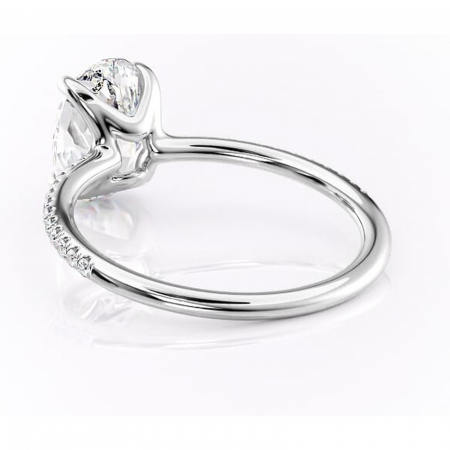 Inel de logodnă Adelaide din aur Alb 14kt cu moissanite tăietură ovală – Montură pavé rafinată pentru profil jos | Personalizează și configurează gratuit online [3]