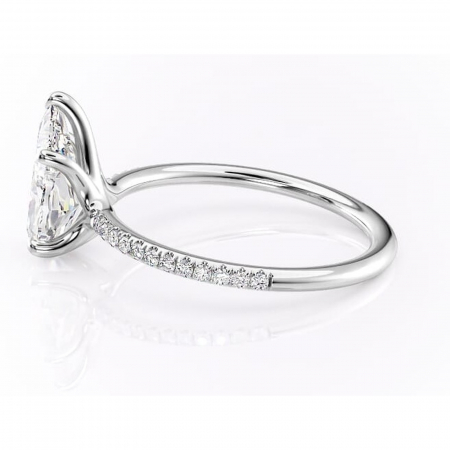 Inel de logodnă Adelaide din aur Alb 14kt cu moissanite tăietură pară – Montură pavé rafinată pentru profil jos | Personalizează și configurează gratuit online [5]