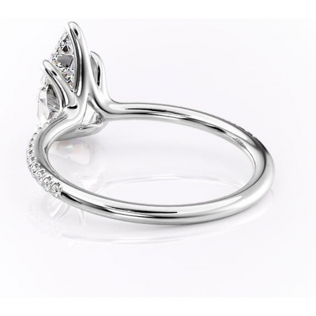 Inel de logodnă Adelaide din aur Alb 14kt cu moissanite tăietură pară – Montură pavé rafinată pentru profil jos | Personalizează și configurează gratuit online [3]