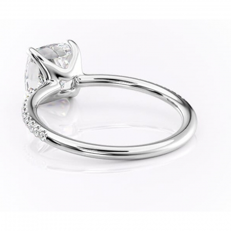 Inel de logodnă Adelaide din aur Alb 14kt cu moissanite tăietură pernă – Montură pavé rafinată pentru profil jos | Personalizează și configurează gratuit online [3]