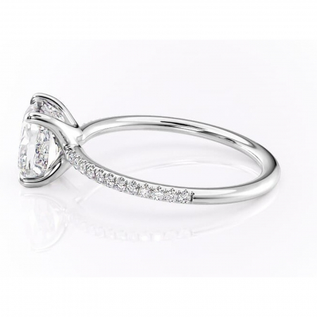 Inel de logodnă Adelaide din aur Alb 14kt cu moissanite tăietură pernă – Montură pavé rafinată pentru profil jos | Personalizează și configurează gratuit online [5]