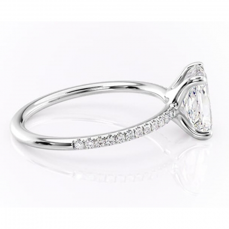 Inel de logodnă Adelaide din aur Alb 14kt cu moissanite tăietură radiantă – Montură pavé rafinată pentru profil jos | Personalizează și configurează gratuit online [1]
