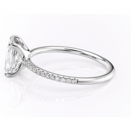 Inel de logodnă Adelaide din aur Alb 14kt cu moissanite tăietură radiantă – Montură pavé rafinată pentru profil jos | Personalizează și configurează gratuit online [5]