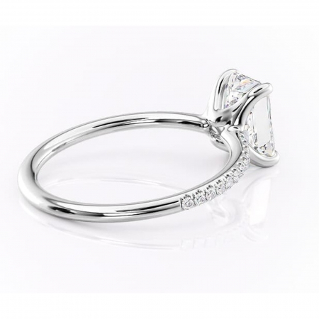 Inel de logodnă Adelaide din aur Alb 14kt cu moissanite tăietură radiantă – Montură pavé rafinată pentru profil jos | Personalizează și configurează gratuit online [2]