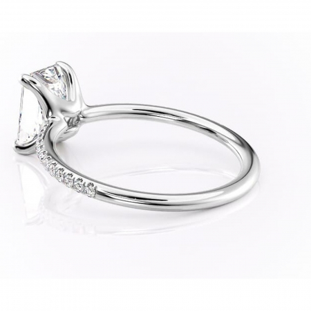 Inel de logodnă Adelaide din aur Alb 14kt cu moissanite tăietură radiantă – Montură pavé rafinată pentru profil jos | Personalizează și configurează gratuit online [4]