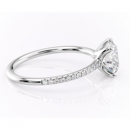 Inel de logodnă Adelaide din aur Alb 14kt cu moissanite tăietură rotundă – Montură pavé rafinată pentru profil jos | Personalizează și configurează gratuit online [1]
