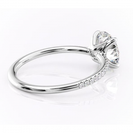 Inel de logodnă Adelaide din aur Alb 14kt cu moissanite tăietură rotundă – Montură pavé rafinată pentru profil jos | Personalizează și configurează gratuit online [2]