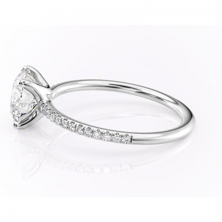 Inel de logodnă Adelaide din aur Alb 14kt cu moissanite tăietură rotundă – Montură pavé rafinată pentru profil jos | Personalizează și configurează gratuit online [5]