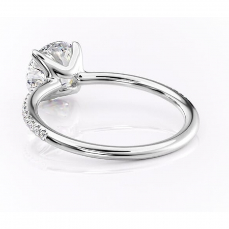 Inel de logodnă Adelaide din aur Alb 14kt cu moissanite tăietură rotundă – Montură pavé rafinată pentru profil jos | Personalizează și configurează gratuit online [3]