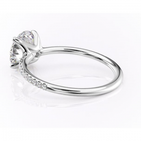 Inel de logodnă Adelaide din aur Alb 14kt cu moissanite tăietură rotundă – Montură pavé rafinată pentru profil jos | Personalizează și configurează gratuit online [4]