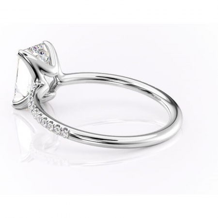 Inel de logodnă Adelaide din aur Alb 14kt cu moissanite tăietură smarald – Montură pavé rafinată pentru profil jos | Personalizează și configurează gratuit online [4]
