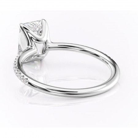 Inel de logodnă Adelaide din aur Alb 14kt cu moissanite tăietură smarald – Montură pavé rafinată pentru profil jos | Personalizează și configurează gratuit online [3]