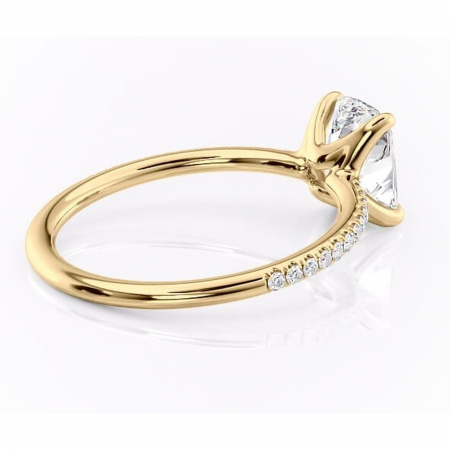 Inel de logodnă Adelaide din aur Galben 14kt cu moissanite tăietură pernă – Montură pavé rafinată pentru profil jos | Personalizează și configurează gratuit online [2]