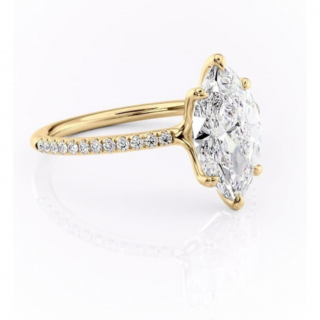 Aur galben - Inel de logodnă Adelaide din aur Galben 18kt cu moissanite tăietură marquise – Montură pavé rafinată pentru profil jos | Personalizează și configurează gratuit online