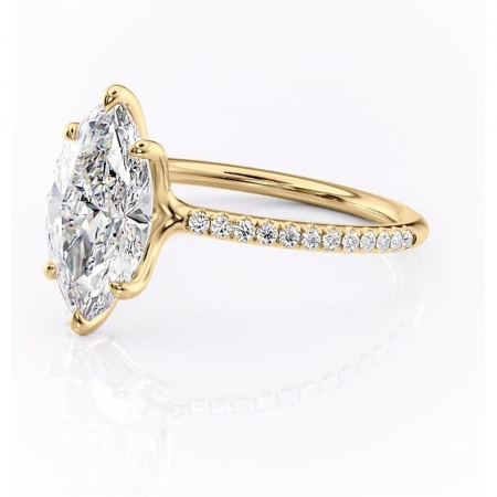 Inel de logodnă Adelaide din aur Galben 14kt cu moissanite tăietură marquise – Montură pavé rafinată pentru profil jos | Personalizează și configurează gratuit online [6]