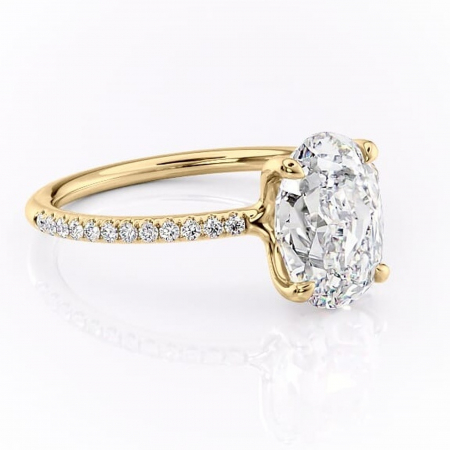 Aur galben - Inel de logodnă Adelaide din aur Galben 18kt cu moissanite tăietură ovală – Montură pavé rafinată pentru profil jos | Personalizează și configurează gratuit online