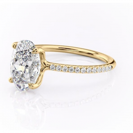 Inel de logodnă Adelaide din aur Galben 18kt cu moissanite tăietură ovală – Montură pavé rafinată pentru profil jos | Personalizează și configurează gratuit online [6]