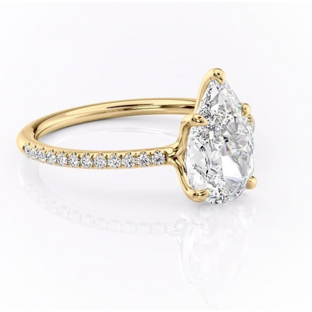 Aur galben - Inel de logodnă Adelaide din aur Galben 18kt cu moissanite tăietură pară – Montură pavé rafinată pentru profil jos | Personalizează și configurează gratuit online