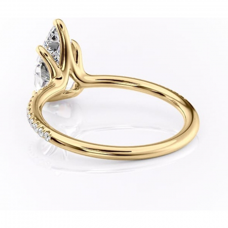 Inel de logodnă Adelaide din aur Galben 14kt cu moissanite tăietură pară – Montură pavé rafinată pentru profil jos | Personalizează și configurează gratuit online [3]