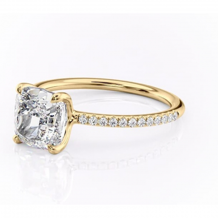 Inel de logodnă Adelaide din aur Galben 18kt cu moissanite tăietură pernă – Montură pavé rafinată pentru profil jos | Personalizează și configurează gratuit online [6]