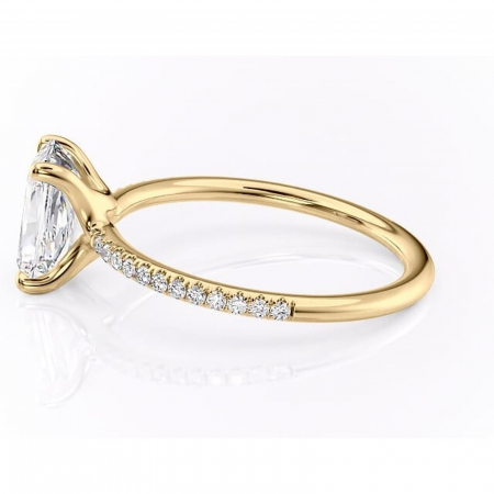 Inel de logodnă Adelaide din aur Galben 18kt cu moissanite tăietură radiantă – Montură pavé rafinată pentru profil jos | Personalizează și configurează gratuit online [5]