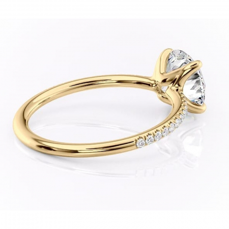 Inel de logodnă Adelaide din aur Galben 14kt cu moissanite tăietură rotundă – Montură pavé rafinată pentru profil jos | Personalizează și configurează gratuit online [2]