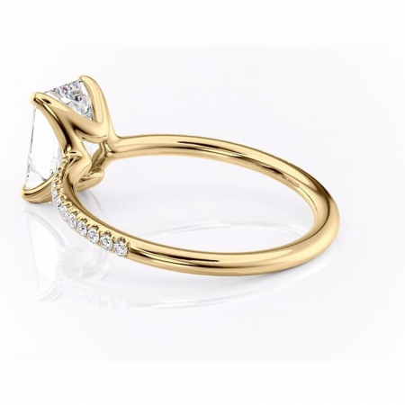 Inel de logodnă Adelaide din aur Galben 14kt cu moissanite tăietură smarald – Montură pavé rafinată pentru profil jos | Personalizează și configurează gratuit online [4]