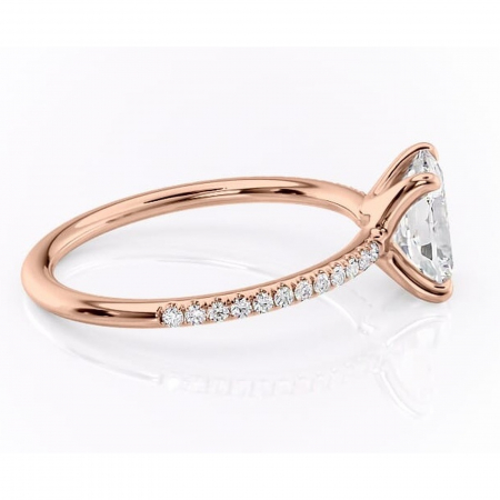 Inel de logodnă Adelaide din aur Rose 14kt cu moissanite tăietură pernă – Montură pavé rafinată pentru profil jos | Personalizează și configurează gratuit online [1]