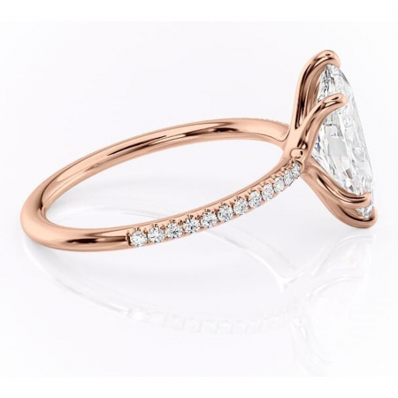 Inel de logodnă Adelaide din aur Rose 18kt cu moissanite tăietură marquise – Montură pavé rafinată pentru profil jos | Personalizează și configurează gratuit online [1]
