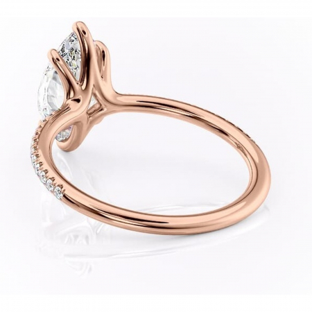 Inel de logodnă Adelaide din aur Rose 18kt cu moissanite tăietură marquise – Montură pavé rafinată pentru profil jos | Personalizează și configurează gratuit online [3]