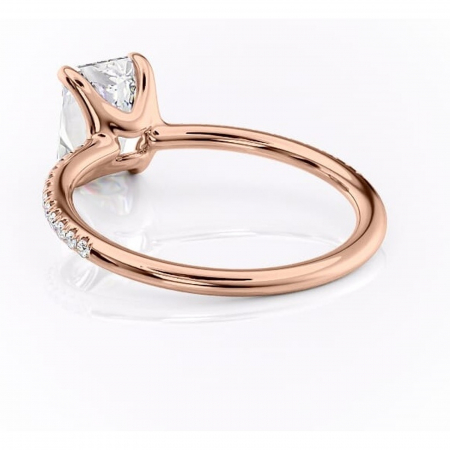 Inel de logodnă Adelaide din aur Rose 14kt cu moissanite tăietură radiantă – Montură pavé rafinată pentru profil jos | Personalizează și configurează gratuit online [3]
