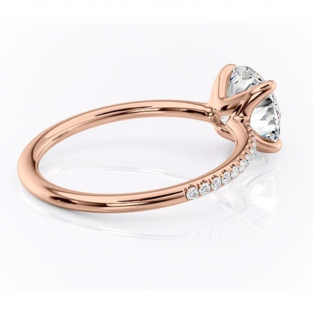 Inel de logodnă Adelaide din aur Rose 14kt cu moissanite tăietură rotundă – Montură pavé rafinată pentru profil jos | Personalizează și configurează gratuit online [2]