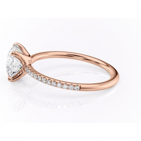 Inel de logodnă Adelaide din aur Rose 14kt cu moissanite tăietură rotundă – Montură pavé rafinată pentru profil jos | Personalizează și configurează gratuit online [5]