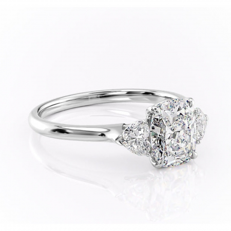 Pernă alungită - Inel de logodnă Aislyn din aur Alb 14kt cu moissanite tăietură asscher – Montură cu trei pietre rafinată pentru profil înalt | Personalizează și configurează gratuit online