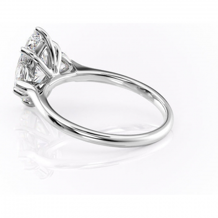 Inel de logodnă Aislyn din aur Alb 14kt cu moissanite tăietură marquise – Montură cu trei pietre rafinată pentru profil înalt | Personalizează și configurează gratuit online [4]