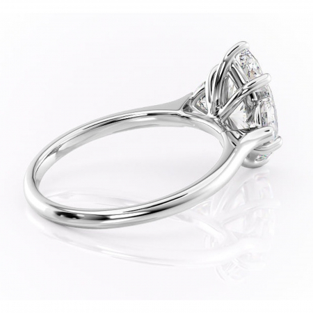 Inel de logodnă Aislyn din aur Alb 14kt cu moissanite tăietură marquise – Montură cu trei pietre rafinată pentru profil înalt | Personalizează și configurează gratuit online [2]