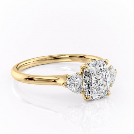 Aur galben - Inel de logodnă Aislyn din aur Galben 14kt cu moissanite tăietură asscher – Montură cu trei pietre rafinată pentru profil înalt | Personalizează și configurează gratuit online