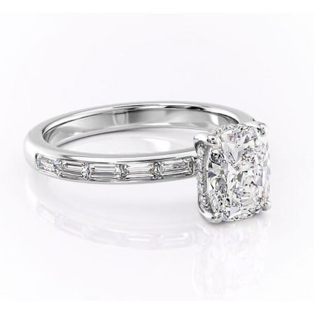 Pernă alungită - Inel de logodnă Alexandra din aur Alb 14kt cu moissanite tăietură asscher – Montură cu canal rafinată pentru profil înalt | Personalizează și configurează gratuit online