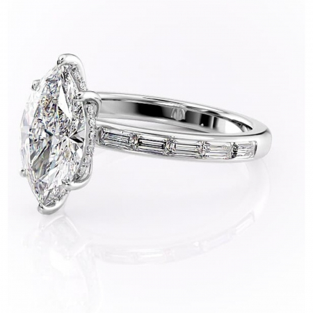 Inel de logodnă Alexandra din aur Alb 14kt cu moissanite tăietură marquise – Montură cu canal rafinată pentru profil înalt | Personalizează și configurează gratuit online [6]