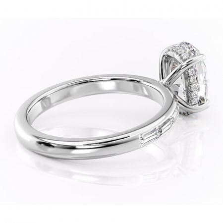 Inel de logodnă Alexandra din aur Alb 14kt cu moissanite tăietură ovală – Montură cu canal rafinată pentru profil înalt | Personalizează și configurează gratuit online [2]