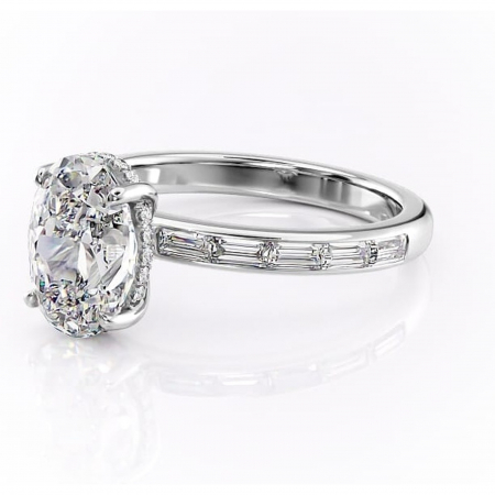 Inel de logodnă Alexandra din aur Alb 14kt cu moissanite tăietură ovală – Montură cu canal rafinată pentru profil înalt | Personalizează și configurează gratuit online [6]