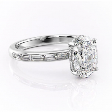 Ovală - Inel de logodnă Alexandra din aur Alb 14kt cu moissanite tăietură ovală – Montură cu canal rafinată pentru profil înalt | Personalizează și configurează gratuit online