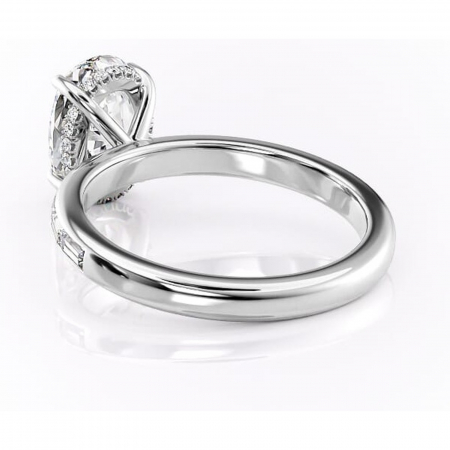 Inel de logodnă Alexandra din aur Alb 14kt cu moissanite tăietură ovală – Montură cu canal rafinată pentru profil înalt | Personalizează și configurează gratuit online [3]