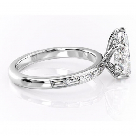 Inel de logodnă Alexandra din aur Alb 14kt cu moissanite tăietură pară – Montură cu canal rafinată pentru profil înalt | Personalizează și configurează gratuit online [1]