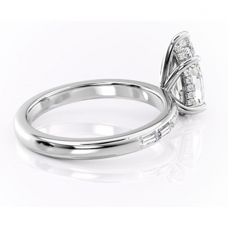 Inel de logodnă Alexandra din aur Alb 14kt cu moissanite tăietură pară – Montură cu canal rafinată pentru profil înalt | Personalizează și configurează gratuit online [2]