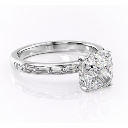 Pernă - Inel de logodnă Alexandra din aur Alb 14kt cu moissanite tăietură pernă – Montură cu canal rafinată pentru profil înalt | Personalizează și configurează gratuit online