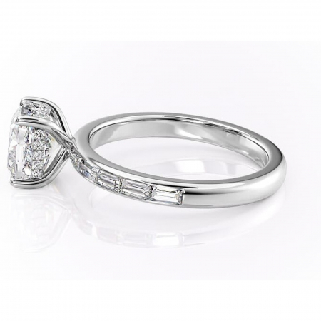 Inel de logodnă Alexandra din aur Alb 14kt cu moissanite tăietură pernă – Montură cu canal rafinată pentru profil înalt | Personalizează și configurează gratuit online [5]