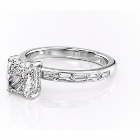 Inel de logodnă Alexandra din aur Alb 14kt cu moissanite tăietură pernă – Montură cu canal rafinată pentru profil înalt | Personalizează și configurează gratuit online [6]