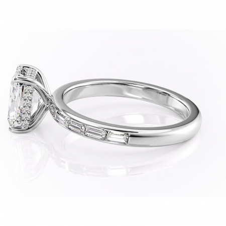 Inel de logodnă Alexandra din aur Alb 14kt cu moissanite tăietură radiantă – Montură cu canal rafinată pentru profil înalt | Personalizează și configurează gratuit online [5]